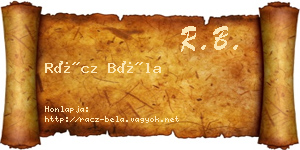 Rácz Béla névjegykártya